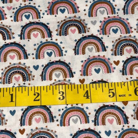 cotton fabric with rainbows hearts dots 42" x 72" 2 yards - Picture 7 of 8